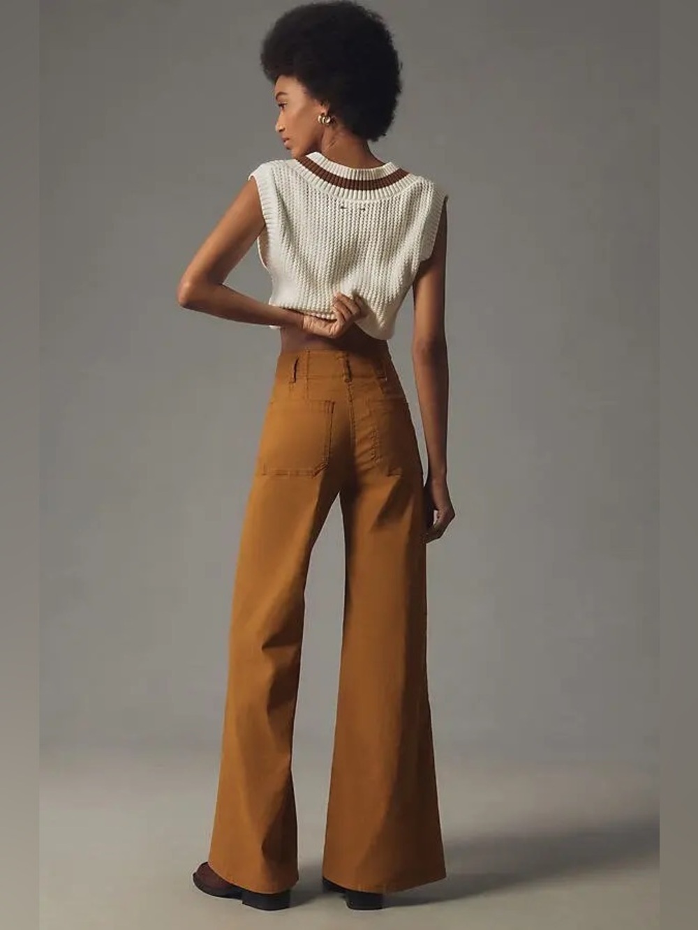 Maeve The Junie High-Rise Flare Pants Magic Fabric Stretch Bronze Anthropologie - Picture 2 of 7
